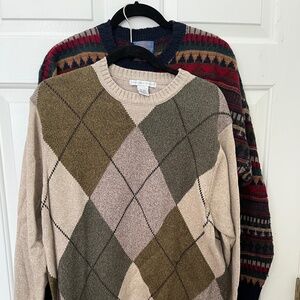 Lot of 2 Mens Long Sleeve Pullover Sweaters Size XL Geoffrey Beene, Pendleton